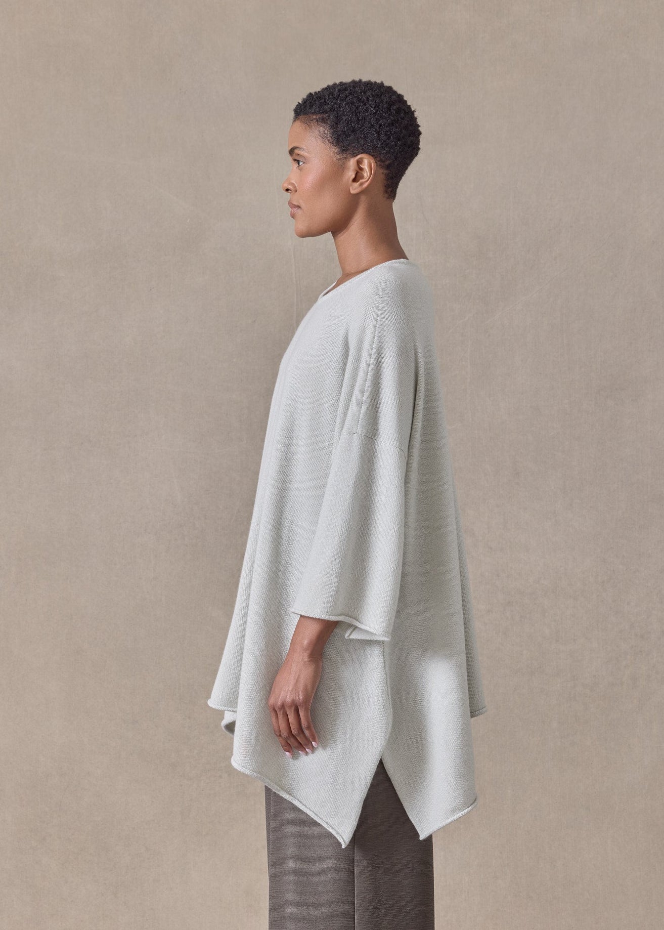 cashmere bateau neck dps 3/4 sleeve sweater - mid plus (ashgrey)