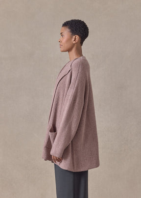 chevron rib cashmere jacket coat cardigan - mid plus (smokyquartz)