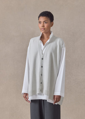 cashmere a-line sleeveless v neck cardigan - mid plus  (ashgrey)