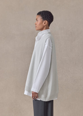 cashmere a-line sleeveless v neck cardigan - mid plus  (ashgrey)