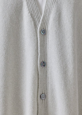 cashmere a-line sleeveless v neck cardigan - mid plus  (ashgrey)
