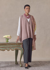 cashmere a-line sleeveless v neck cardigan - mid plus  (smokyquartz)