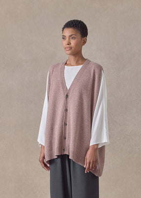 cashmere a-line sleeveless v neck cardigan - mid plus  (smokyquartz)
