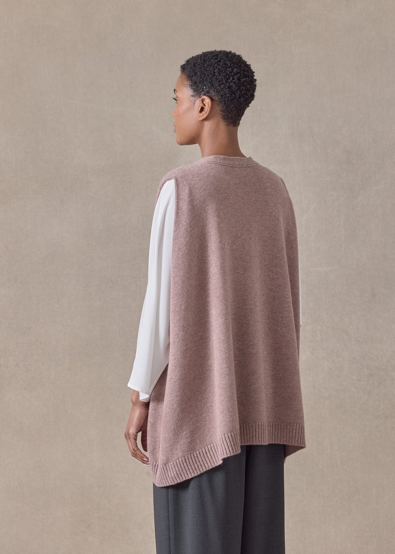 cashmere a-line sleeveless v neck cardigan - mid plus  (smokyquartz)