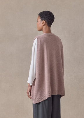 cashmere a-line sleeveless v neck cardigan - mid plus  (smokyquartz)