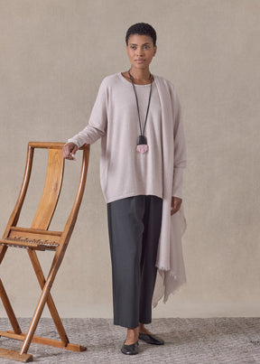 cashmere slim sleeve round neck - mid (pinkdust)