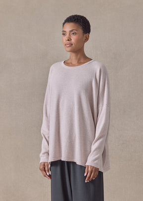 cashmere slim sleeve round neck - mid (pinkdust)