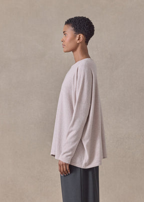 cashmere slim sleeve round neck - mid (pinkdust)