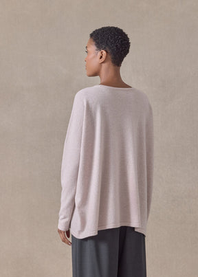 cashmere slim sleeve round neck - mid (pinkdust)