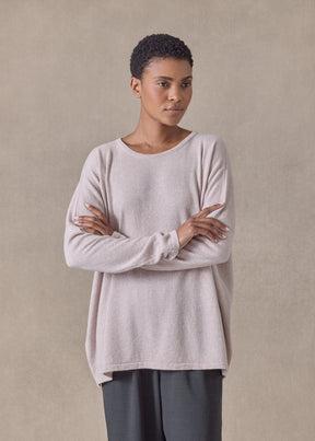 cashmere slim sleeve round neck - mid (pinkdust)