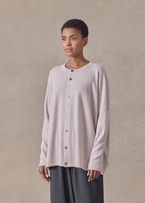 cashmere slim sleeve round neck cardigan - mid (pinkdust)