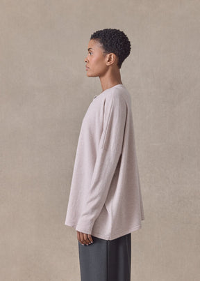 cashmere slim sleeve round neck cardigan - mid (pinkdust)