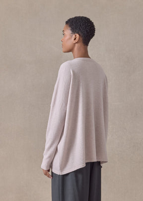 cashmere slim sleeve round neck cardigan - mid (pinkdust)
