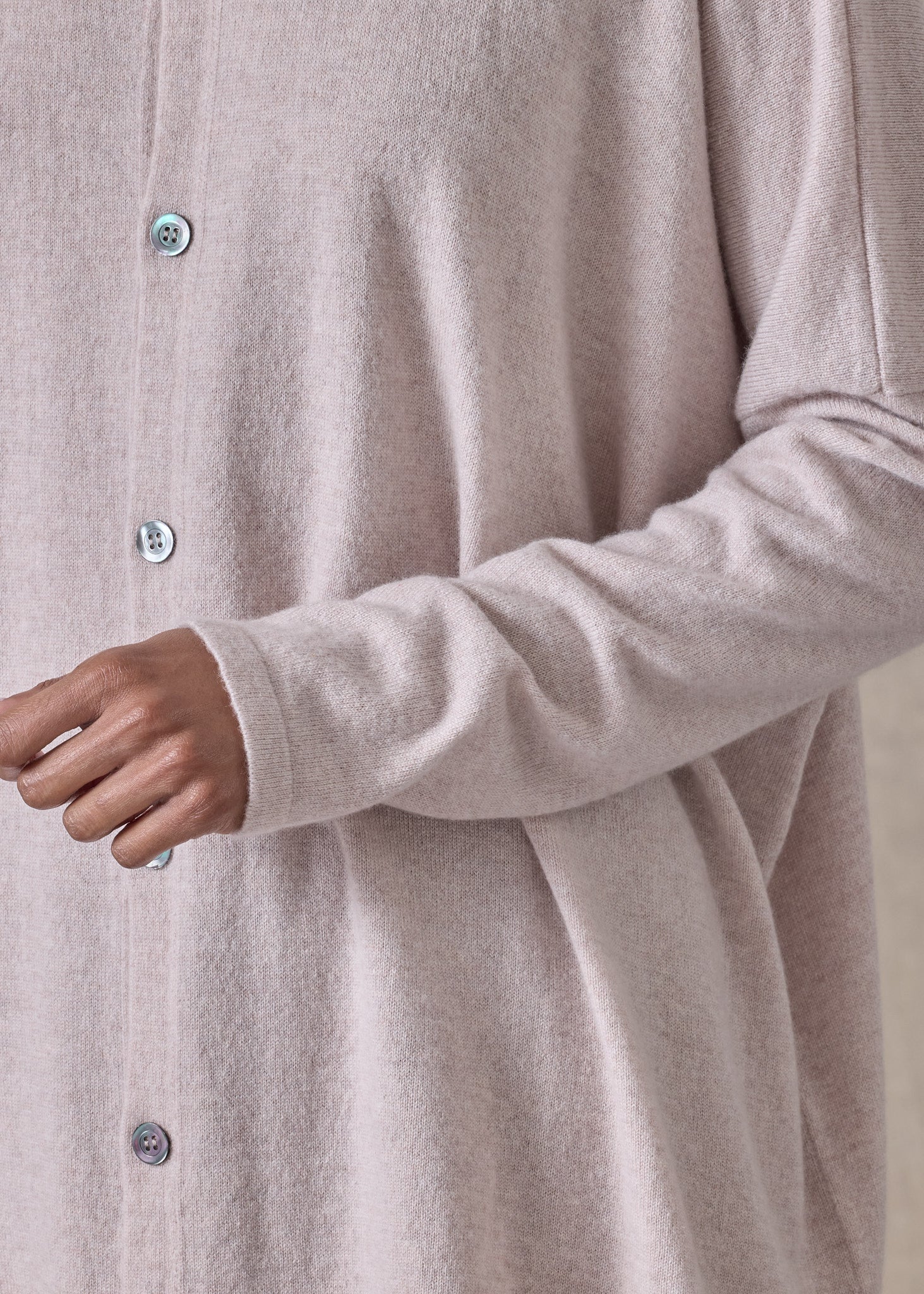 cashmere slim sleeve round neck cardigan - mid (pinkdust)
