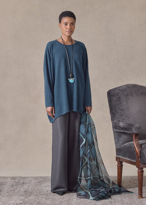 cashmere angle-to-front round neck - long (fairisle)
