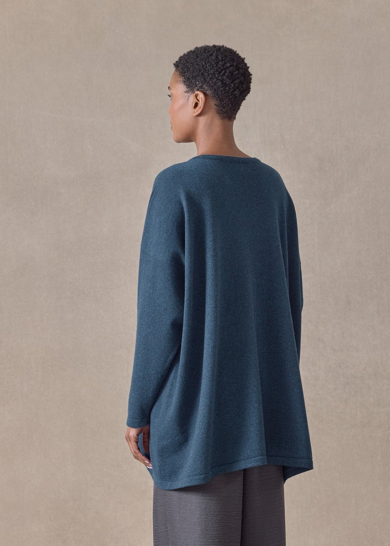 cashmere angle-to-front round neck - long (fairisle)
