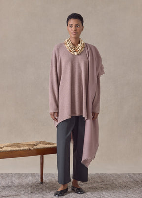cashmere angle-to-front round neck - long (smokyquartz)