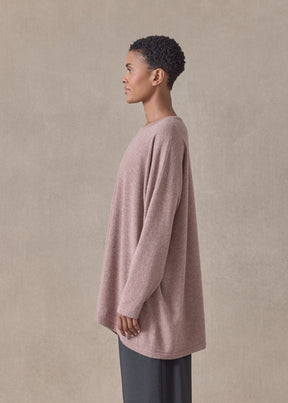 cashmere angle-to-front round neck - long (smokyquartz)
