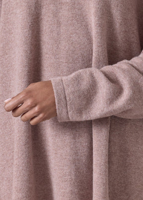 cashmere angle-to-front round neck - long (smokyquartz)