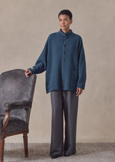 ripple cashmere high neck button cardigan - long (fairisle)