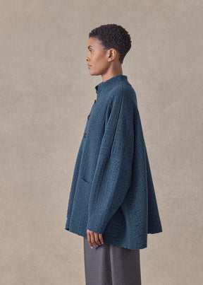 ripple cashmere high neck button cardigan - long (fairisle)