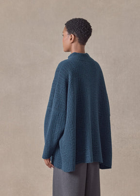 ripple cashmere high neck button cardigan - long (fairisle)