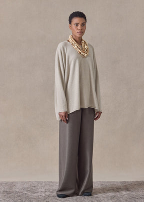 cashmere a-line bateau neck sweater - mid plus (gypsum)