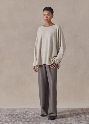 cashmere a-line bateau neck sweater - mid plus (gypsum)