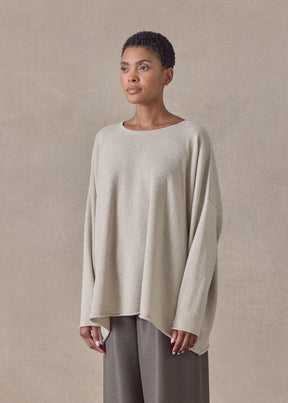 cashmere a-line bateau neck sweater - mid plus (gypsum)
