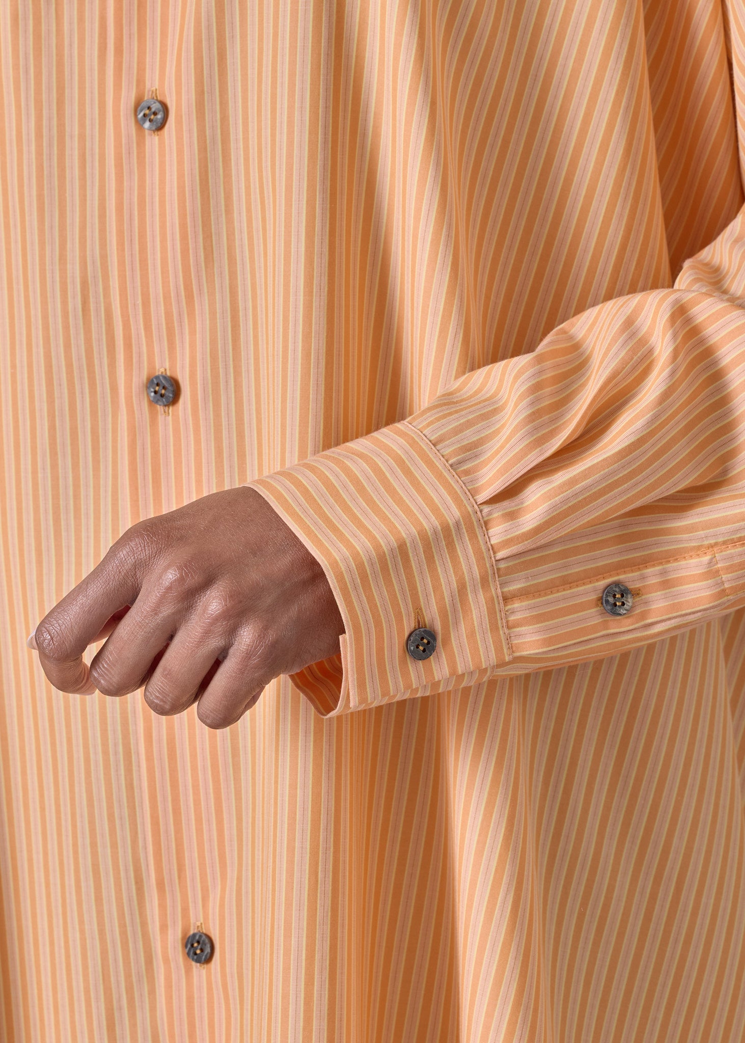 cotton wide a-line shirt with collar - long (tangerine)