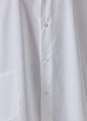 cotton poplin a-line short sleeve shirt with collar - mid (white)