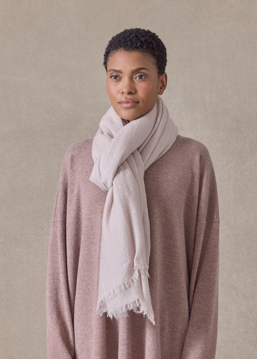 handwoven cashmere large scarf (127cm x 220cm) (pinkdust)