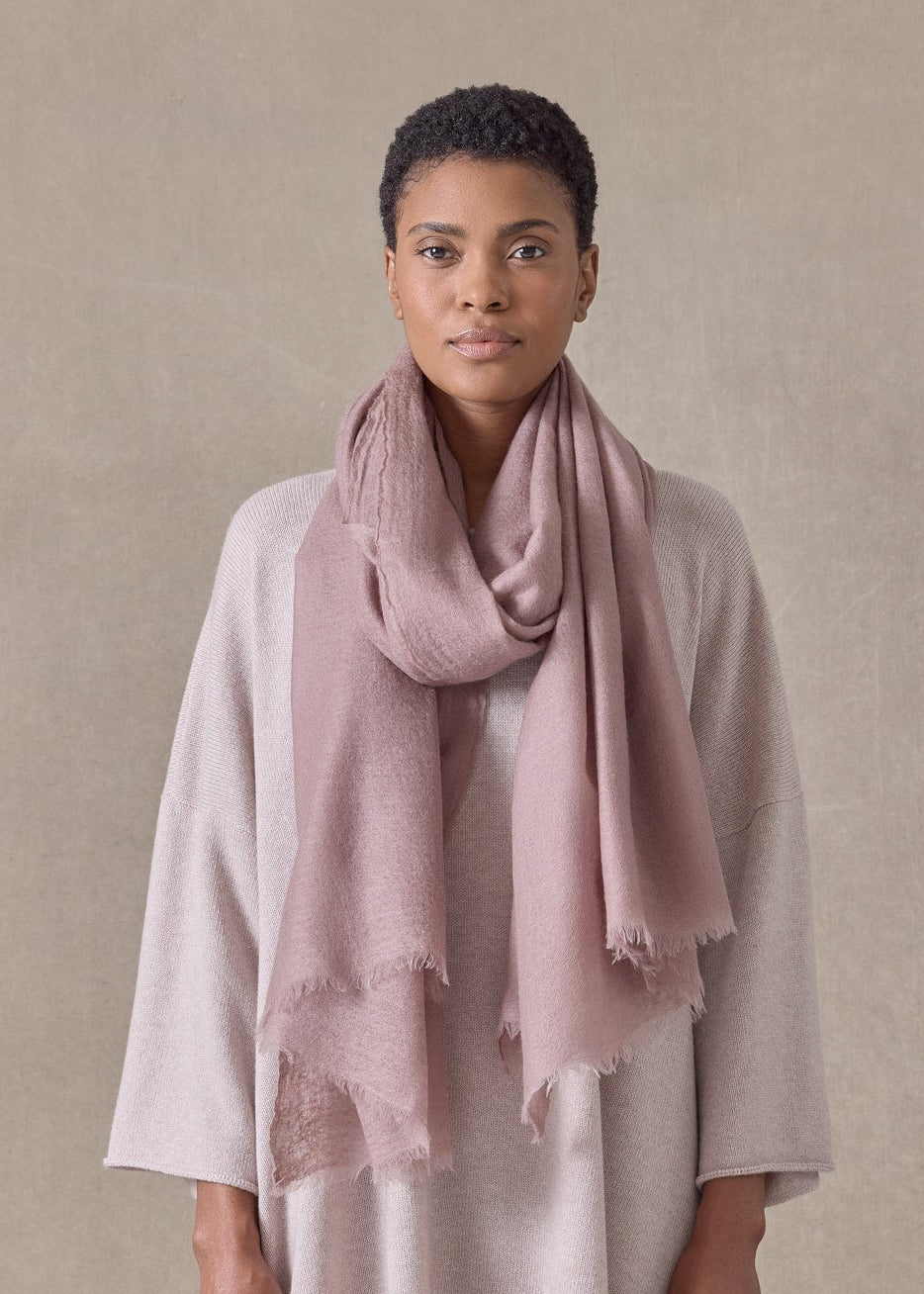 handwoven cashmere large scarf (127cm x 220cm)(smokyquartz)