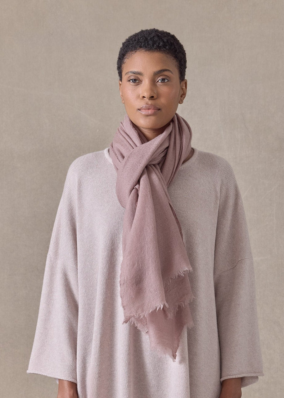 handwoven cashmere large scarf (127cm x 220cm)(smokyquartz)