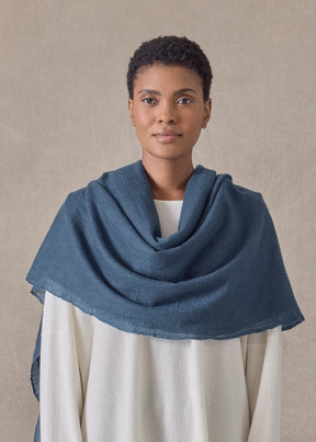 handwoven cashmere large scarf (127cm x 220cm) (tealdark)