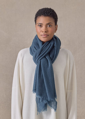 handwoven cashmere large scarf (127cm x 220cm) (tealdark)