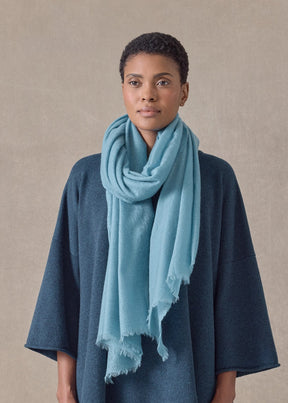 handwoven cashmere large scarf (127cm x 220cm) (turquoise)