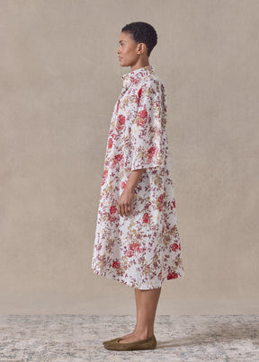 cotton a-line short sleeve shirt dress with collar (red)