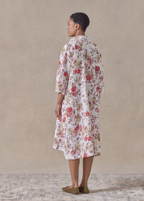 cotton a-line short sleeve shirt dress with collar (red)