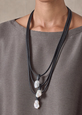3 strand freshwater farmed baroque pearls necklace