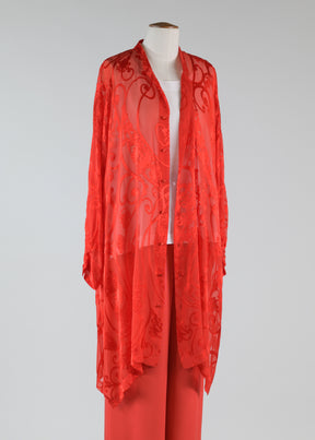 silk mix wide collarlarless shirt - very long with slits