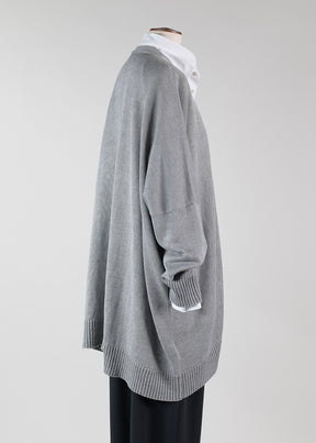 linen wide v neck cardigan with buttons - long