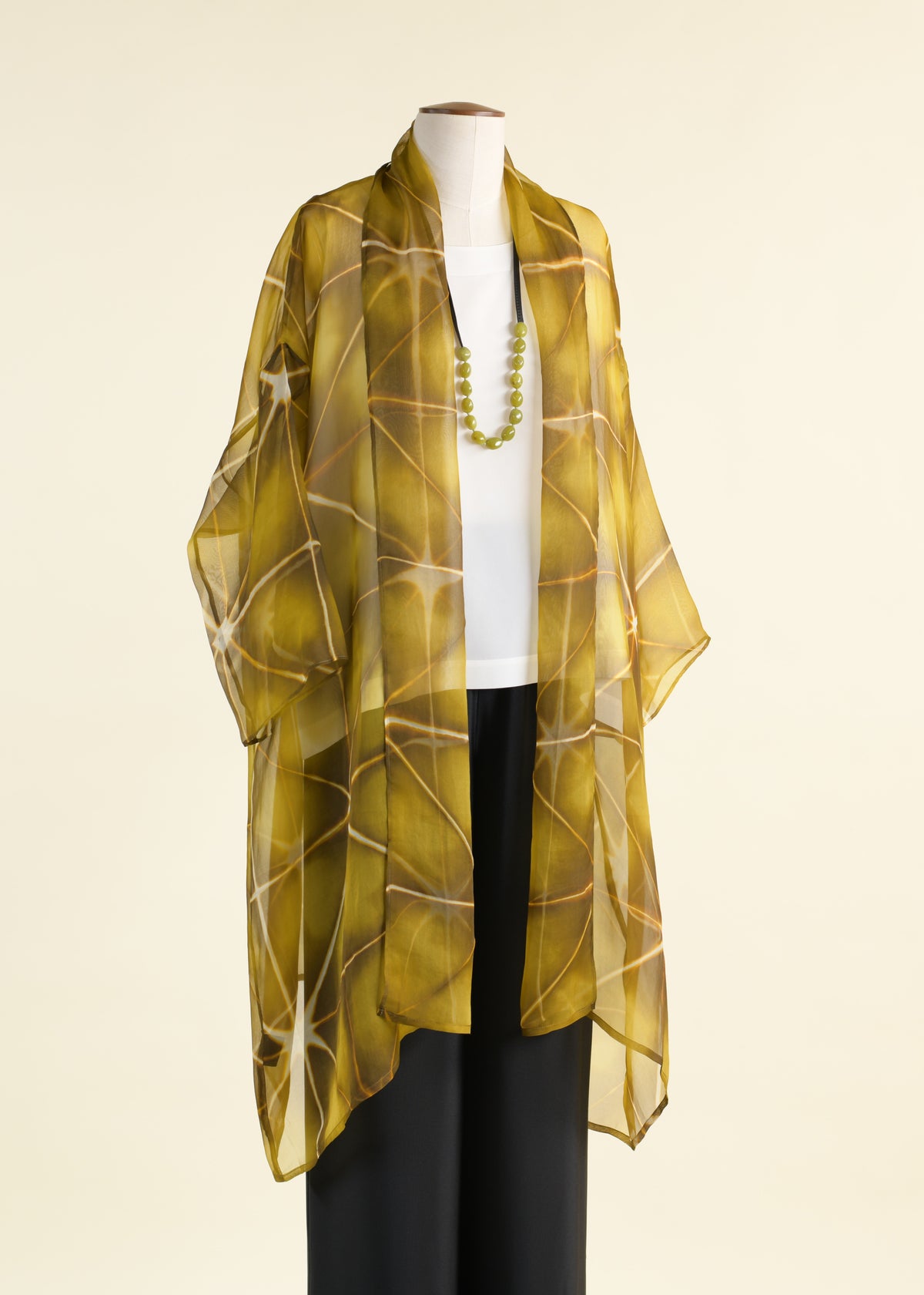 3/4 sleeve wide a-line scrunch shawl collar jacket - very long