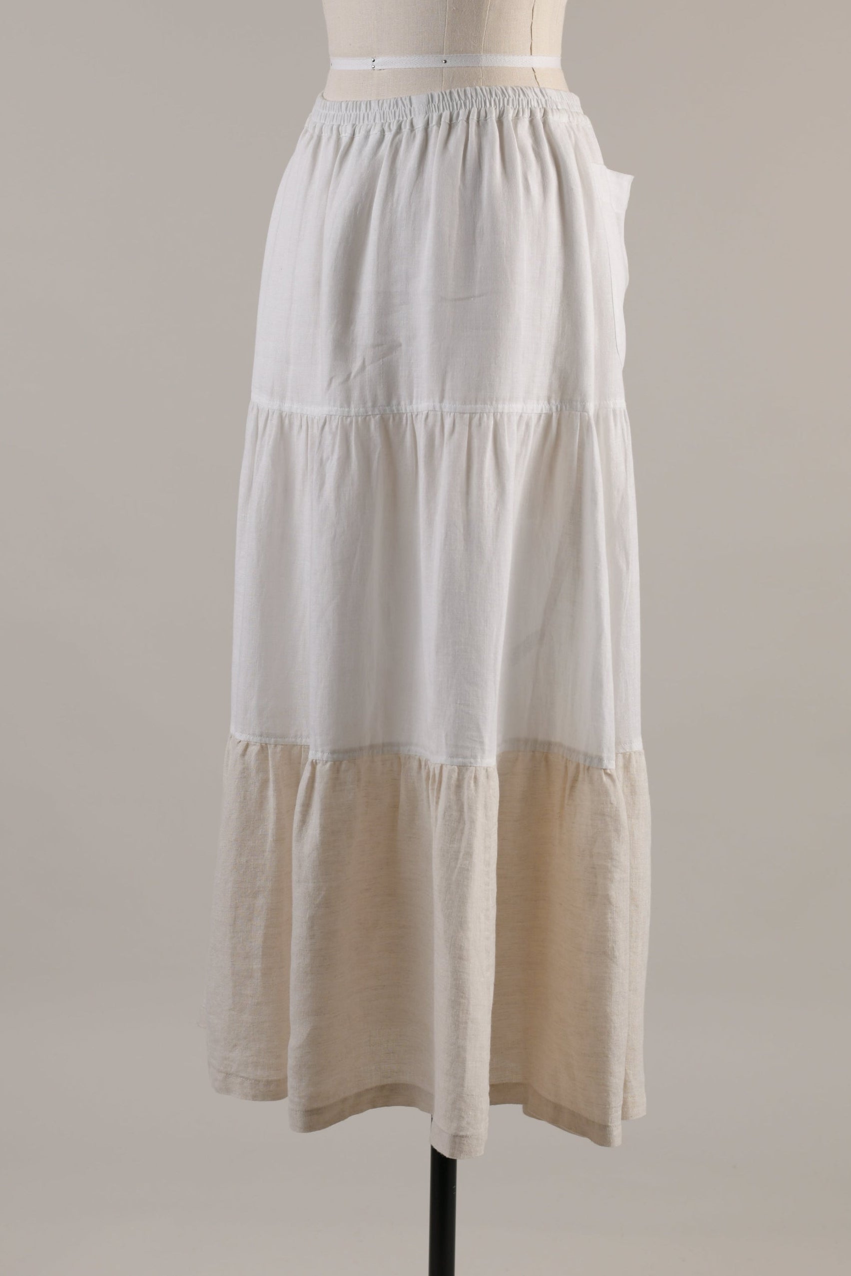 linen two tone petticoat skirt (oatmeal/white)