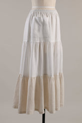 linen two tone petticoat skirt (oatmeal/white)