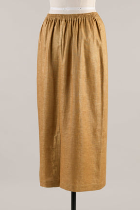 linen straight skirt 3/4 length (gold)