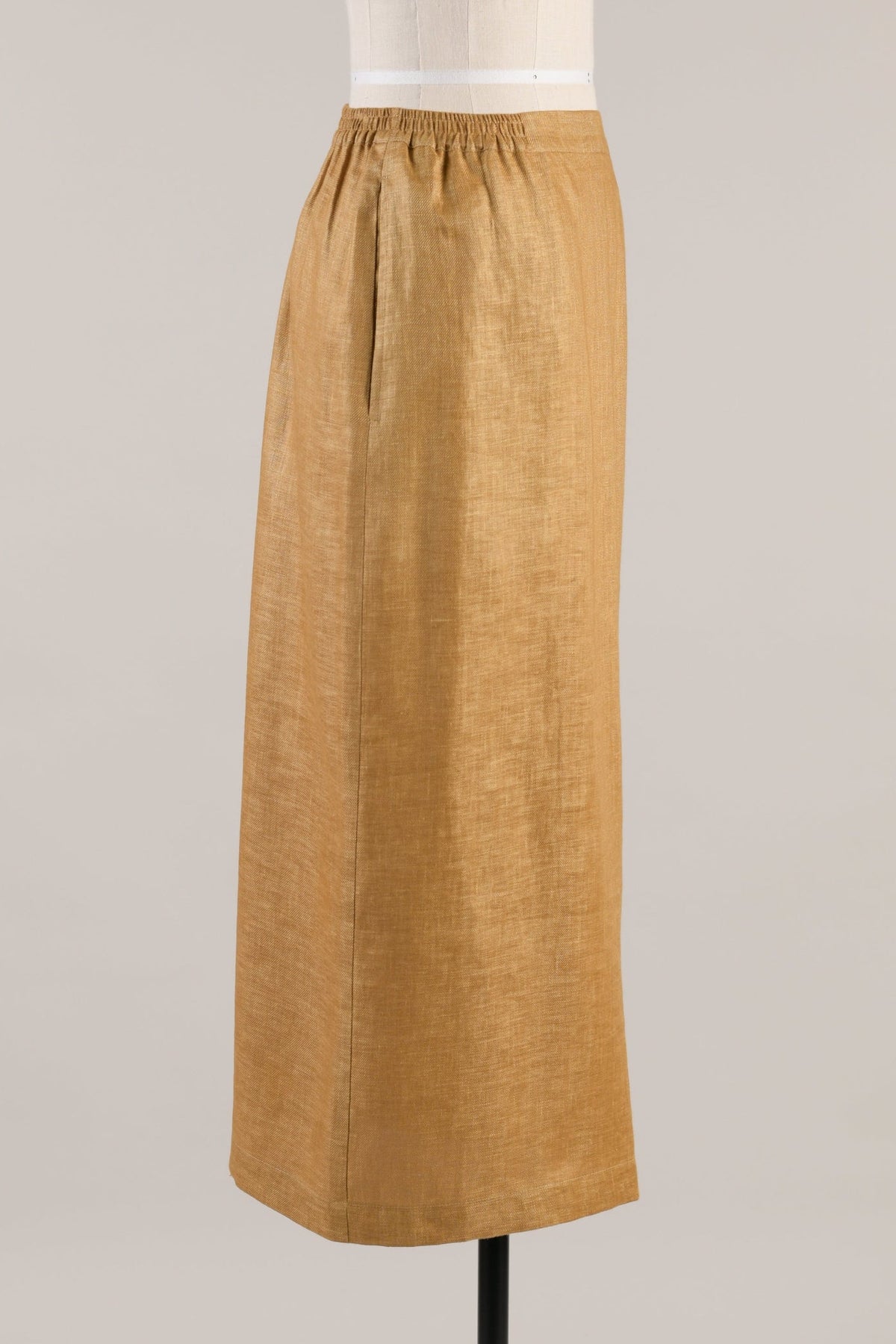 linen straight skirt 3/4 length (gold)