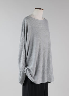linen slim sleeve sideways knitted square top - long