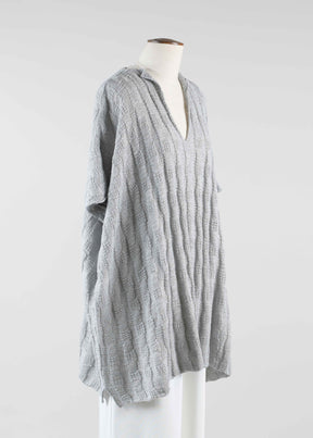 linen mix slit neck kaftan - mid plus