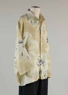 sloped shoulder jacket with collar - long